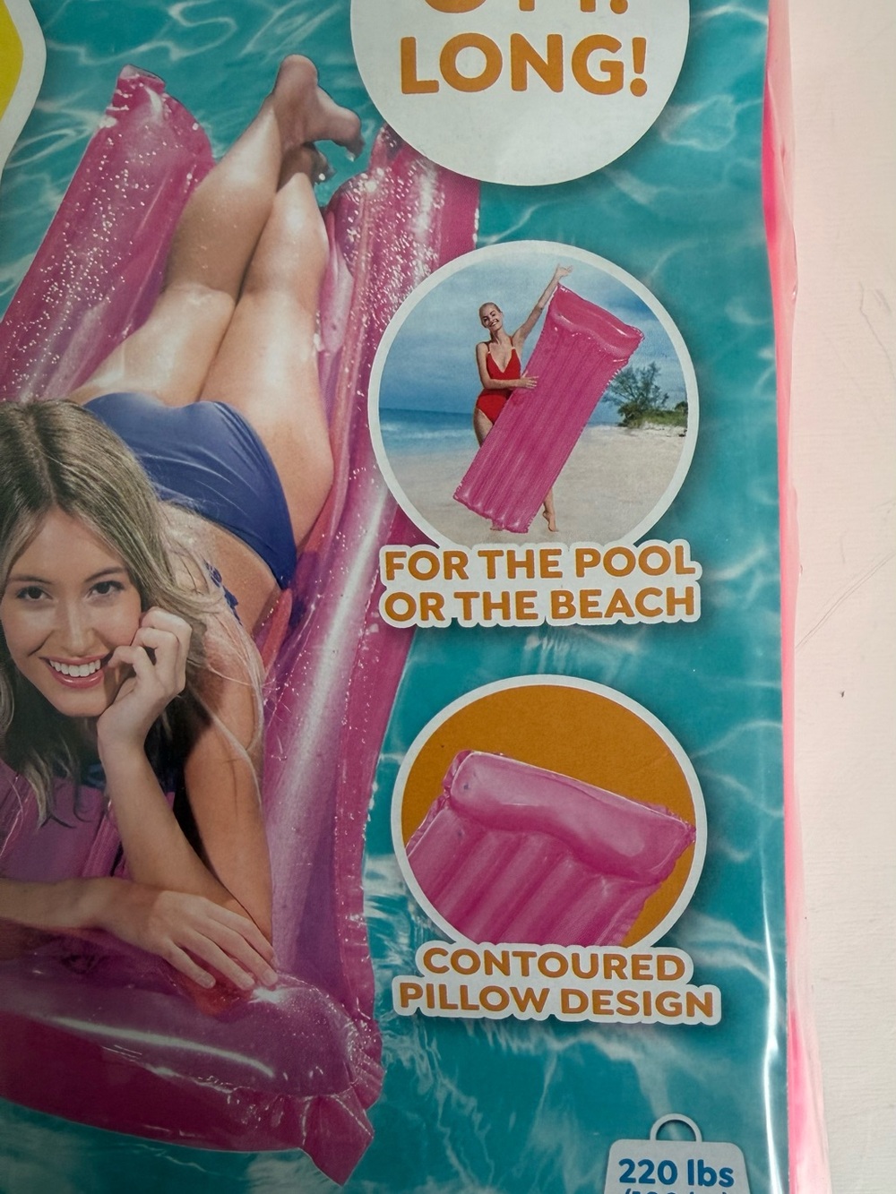 Pink Transparent Inflatable Pool Float - 6 ft - Picture 2 of 4